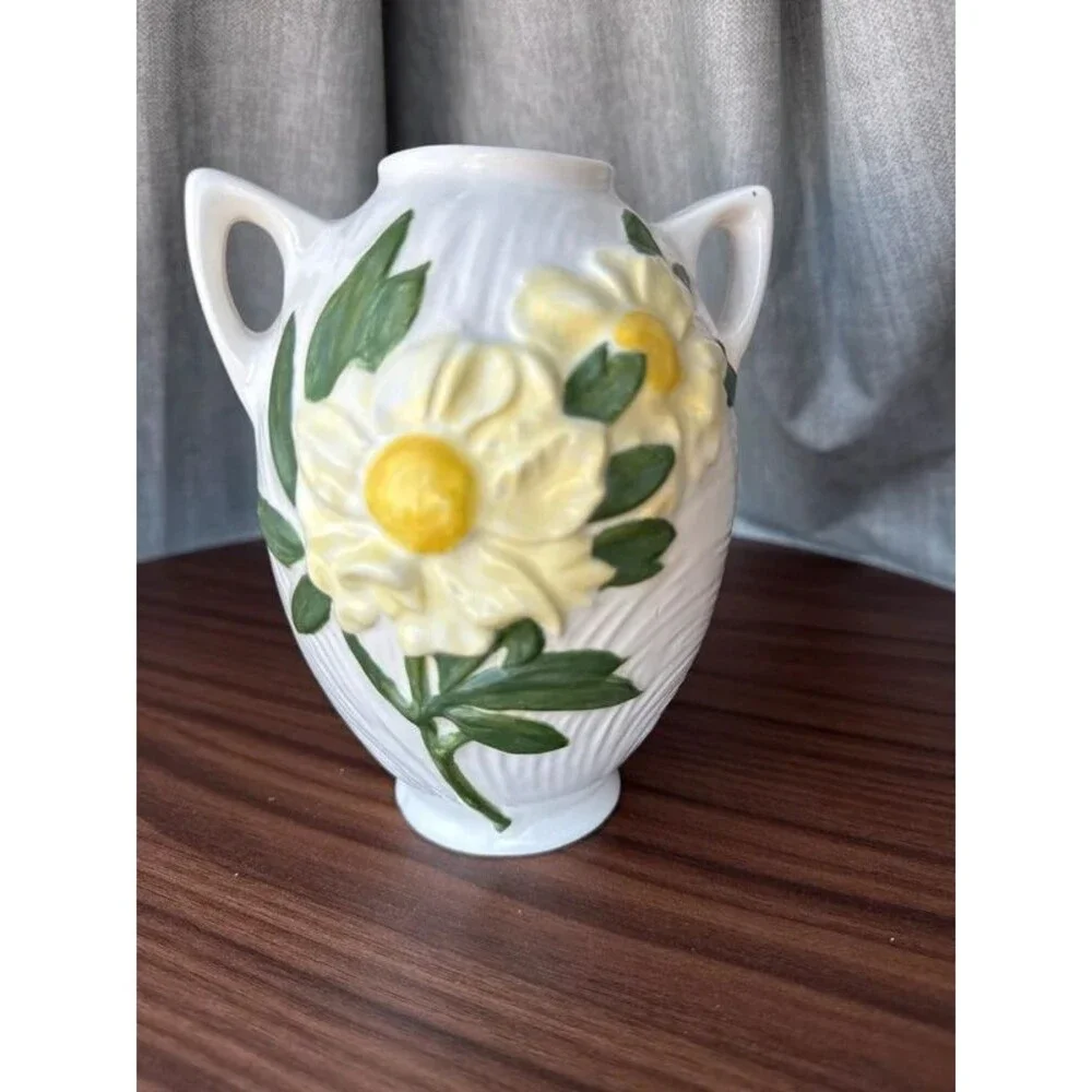 VTG 90s Pottery Vase Handmade Signed Cottage Grandma Floral Urn